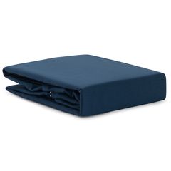 Простыня темно-синего цвета с контрастным кантом из коллекции Essential, 240х270 см, Tkano