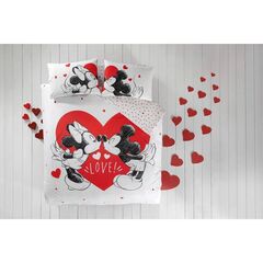 Комплект детского постельного белья двуспальный из люкс-ранфорса MINNIE&MICKEY HEART, 200х220 см, TAC