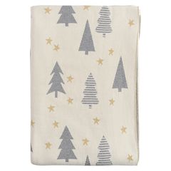 Плед из хлопка с новогодним рисунком Magic forest из коллекции New Year Essential, 130х180 см, Tkano