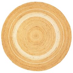 Ковер из джута круглый с вставками белого цвета из коллекции Ethnic, 150см, Tkano