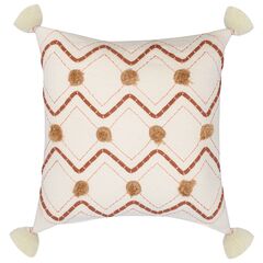 Подушка декоративная с кисточками и вышивкой Geometry из коллекции Ethnic, 45х45 см, Tkano