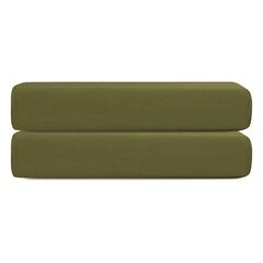 Простыня на резинке из сатина из коллекции Meditation, olive, 160х200х30 см, Tkano