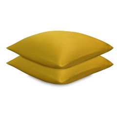 Набор наволочек из премиального сатина горчичного цвета из коллекции Essential, 70х70 см, Tkano