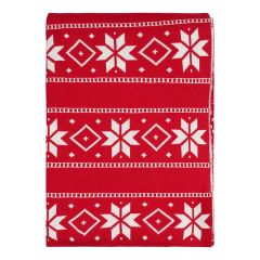 Плед из хлопка с новогодним рисунком Frostwork из коллекции New Year Essential, 130x180 см, Tkano