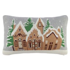 Подушка вязаная с новогодним рисунком Christmas Village из коллекции New Year Essential, 40x60 см, Tkano