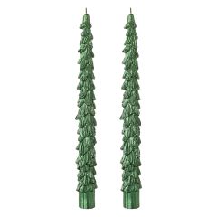 Набор из двух свечей зеленого цвета из коллекции New Year Essential, 25 см, Tkano