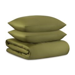 Комплект постельного белья из премиального сатина оливкового цвета из коллекции Essential, 200х220 с, Tkano