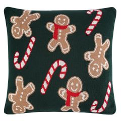 Подушка вязаная с новогодним рисунком Gingerman из коллекции New Year Essential, 45x45 см, Tkano