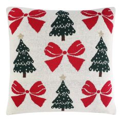 Подушка вязаная с новогодним рисунком Christmas Bows из коллекции New Year Essential, 45x45 см, Tkano