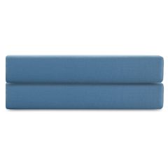 Простыня на резинке из премиального сатина джинсово-синего цвета из коллекции Essential, 200х200х30, Tkano