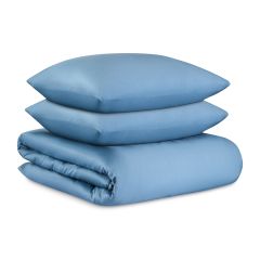 Комплект постельного белья из премиального сатина джинсово-синего цвета из коллекции Essential, 150х, Tkano