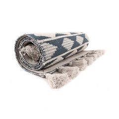 Ковер из хлопка синего цвета Argyle из коллекции Ethnic, 70х160 см, Tkano