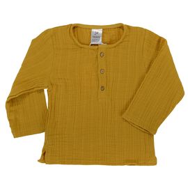 Рубашка из хлопкового муслина горчичного цвета из коллекции Essential 3-4Y, Tkano
