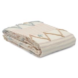 Покрывало из хлопка с бахромой голубого цвета из коллекции Ethnic, 230х250 см, Tkano