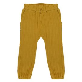 Штаны из хлопкового муслина горчичного цвета из коллекции Essential 5-6Y, Tkano