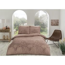 Комплект постельного белья двуспальный из сатина коричневого цвета DELUX Romanie, 200х220 см, TAC