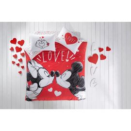 Комплект детского постельного белья двуспальный из люкс-ранфорса MINNIE&MICKEY LOVELY, 200х220 см, TAC