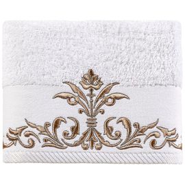 Полотенце подарочное махровое белого цвета с вышивкой ORNAMENT 50х90 см, TAC