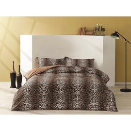 Комплект постельного белья двуспальный из сатина Leopard коричневого цвета, 200х220 см, TAC