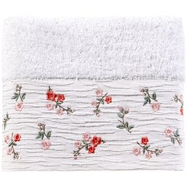 Полотенце подарочное махровое белого цвета с вышивкой ROSE 50х90 см, TAC