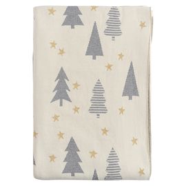 Плед из хлопка с новогодним рисунком Magic forest из коллекции New Year Essential, 130х180 см, Tkano