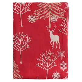 Плед из хлопка с новогодним рисунком Winter fairytale из коллекции New Year Essential, 130х180 см, Tkano