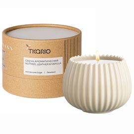 Свеча ароматическая Nutmeg, Leather & Vanilla из коллекции Edge, бежевый, 30 ч, Tkano