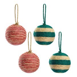 Набор елочных шаров Trendy stripes из джута и картона из коллекции New Year Essential, 4 шт., Tkano