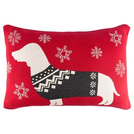 Подушка вязаная с новогодним рисунком Fancy doggy из коллекции New Year Essential, 40х60 см, Tkano