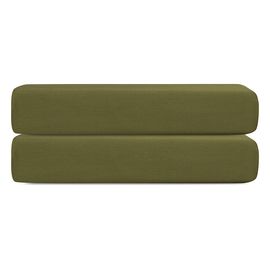 Простыня на резинке из сатина из коллекции Meditation, olive, 160х200х30 см, Tkano