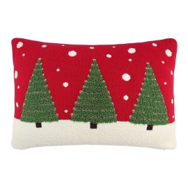 Подушка вязаная с новогодним рисунком Festive Wood из коллекции New Year Essential, 40x60 см, Tkano