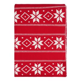 Плед из хлопка с новогодним рисунком Frostwork из коллекции New Year Essential, 130x180 см, Tkano