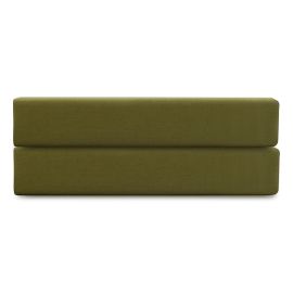Простыня на резинке из премиального сатина оливкового цвета из коллекции Essential,  180х200х30 см, Tkano