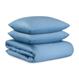 Комплект постельного белья из премиального сатина джинсово-синего цвета из коллекции Essential, 200х, Tkano