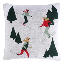 Подушка вязаная с новогодним рисунком Let's Ski из коллекции New Year Essential, 45x45 см, Tkano