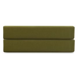 Простыня на резинке из премиального сатина оливкового цвета из коллекции Essential, 160х200х30 см, Tkano