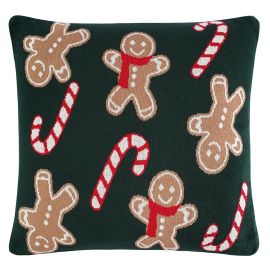 Подушка вязаная с новогодним рисунком Gingerman из коллекции New Year Essential, 45x45 см, Tkano