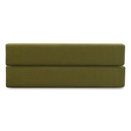 Простыня на резинке из премиального сатина оливкового цвета из коллекции Essential, 200х200х30 см, Tkano
