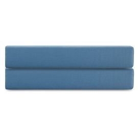 Простыня на резинке из премиального сатина джинсово-синего цвета из коллекции Essential,  180х200х30, Tkano