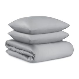 Комплект постельного белья из премиального сатина светло-серого цвета из коллекции Essential, 150х20, Tkano