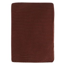 Плед из хлопка жемчужной вязки коричневого цвета из коллекции Essential, 130x180 см, Tkano