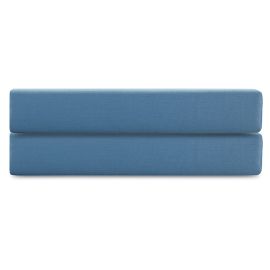 Простыня на резинке из премиального сатина джинсово-синего цвета из коллекции Essential,  160х200х30, Tkano