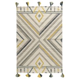 Ковер из хлопка с контрастным узором и кисточками из коллекции Ethnic, 120х180 см, Tkano