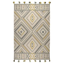 Ковер из хлопка с контрастным узором и кисточками из коллекции Ethnic, 200х300 см, Tkano
