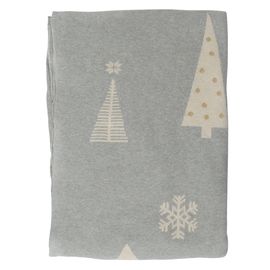 Плед из хлопка с новогодним рисунком Christmas tree из коллекции New Year Essential, 130х180 см, Tkano