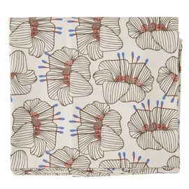 Скатерть из хлопка молочного цвета с принтом Цветы из коллекции Prairie, 170х250 см, Tkano