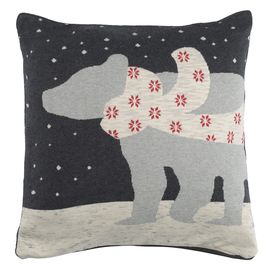 Чехол на подушку вязаный с новогодним рисунком Polar bear из коллекции New Year Essential, 45х45 см, Tkano