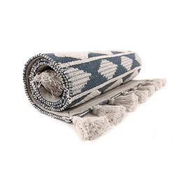 Ковер из хлопка синего цвета Argyle из коллекции Ethnic, 70х160 см, Tkano