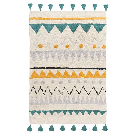 Ковер из хлопка с контрастным этническим орнаментом из коллекции Ethnic, 160x230 см, Tkano