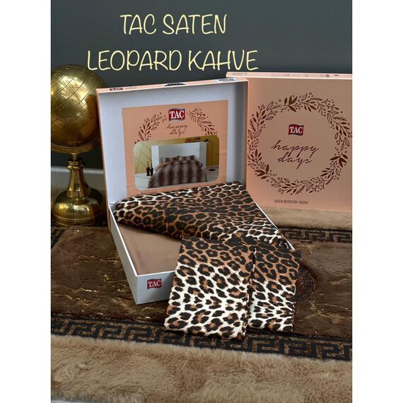 Комплект постельного белья двуспальный из сатина Leopard коричневого цвета, 200х220 см, TAC, изображение 2